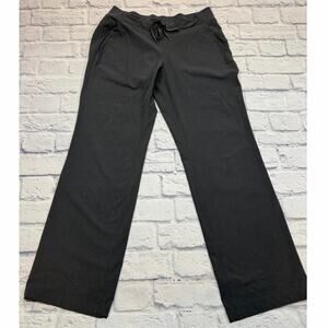 Athleta Midtown Trouser Gray Pinstripe Active Pants Elastic Waist Sz 8 721768-00